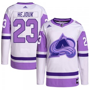Adidas Milan Hejduk Colorado Avalanche Men's Authentic Hockey Fights Cancer Primegreen Jersey - White/Purple