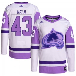 Adidas Darren Helm Colorado Avalanche Men's Authentic Hockey Fights Cancer Primegreen Jersey - White/Purple