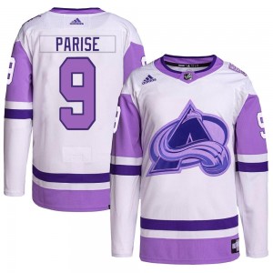 Adidas Zach Parise Colorado Avalanche Men's Authentic Hockey Fights Cancer Primegreen Jersey - White/Purple
