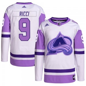 Adidas Mike Ricci Colorado Avalanche Men's Authentic Hockey Fights Cancer Primegreen Jersey - White/Purple