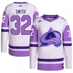 Adidas Dustin Smith Colorado Avalanche Men's Authentic Hockey Fights Cancer Primegreen Jersey - White/Purple