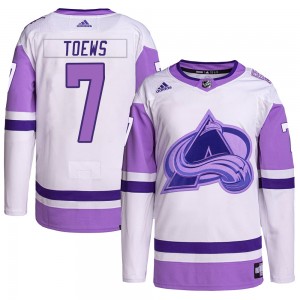 Adidas Devon Toews Colorado Avalanche Men's Authentic Hockey Fights Cancer Primegreen Jersey - White/Purple