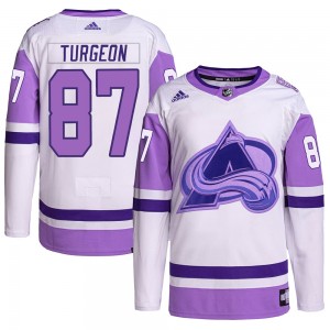 Adidas Pierre Turgeon Colorado Avalanche Men's Authentic Hockey Fights Cancer Primegreen Jersey - White/Purple