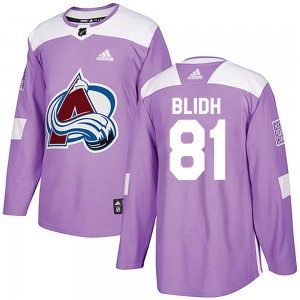 Adidas Anton Blidh Colorado Avalanche Youth Authentic Fights Cancer Practice Jersey - Purple