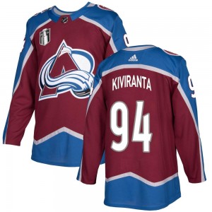 Adidas Youth Joel Kiviranta Colorado Avalanche Youth Authentic Burgundy Home 2022 Stanley Cup Final Patch Jersey