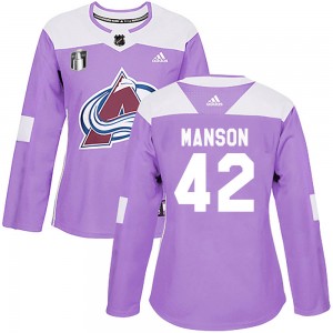 Adidas Josh Manson Colorado Avalanche Women's Authentic Fights Cancer Practice 2022 Stanley Cup Final Patch Jersey - Purple