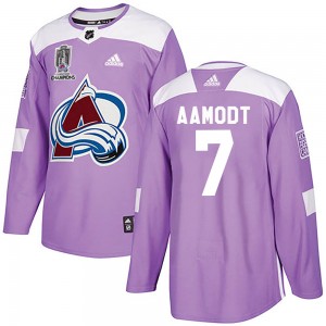 Adidas Wyatt Aamodt Colorado Avalanche Men's Authentic Fights Cancer Practice 2022 Stanley Cup Champions Jersey - Purple