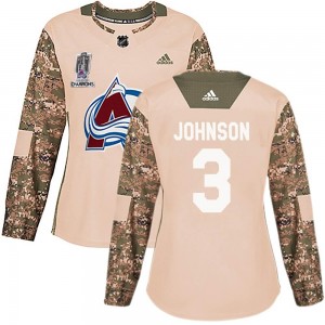 Adidas Jack Johnson Colorado Avalanche Women's Authentic Veterans Day Practice 2022 Stanley Cup Champions Jersey - Camo