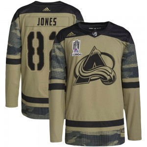 Adidas Caleb Jones Colorado Avalanche Men's Authentic Military Appreciation Practice 2022 Stanley Cup Champions Jersey - Camo