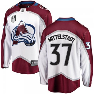 Fanatics Branded Casey Mittelstadt Colorado Avalanche Youth Breakaway Away 2022 Stanley Cup Final Patch Jersey - White
