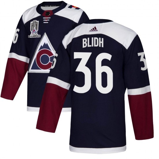 Adidas Anton Blidh Colorado Avalanche Youth Authentic Alternate 2022 Stanley Cup Champions Jersey - Navy