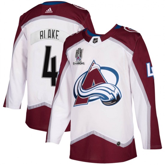 Adidas Rob Blake Colorado Avalanche Men's Authentic 2020/21 Away 2022 Stanley Cup Champions Jersey - White