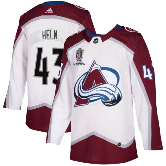 Adidas Darren Helm Colorado Avalanche Men's Authentic 2020/21 Away 2022 Stanley Cup Champions Jersey - White