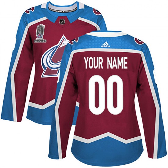 Adidas Women's Custom Colorado Avalanche Women's Authentic Custom Burgundy Home 2022 Stanley Cup Champions Jersey