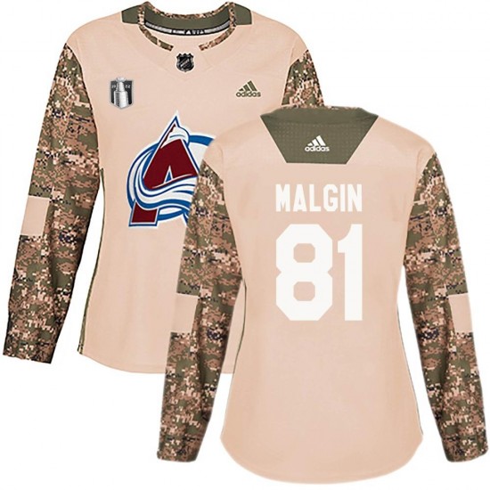 Adidas Denis Malgin Colorado Avalanche Women's Authentic Veterans Day Practice 2022 Stanley Cup Final Patch Jersey - Camo