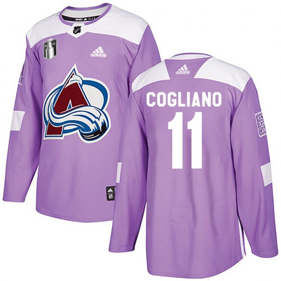 Adidas Andrew Cogliano Colorado Avalanche Men's Authentic Fights Cancer Practice 2022 Stanley Cup Final Patch Jersey - Purple