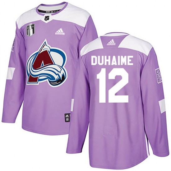 Adidas Brandon Duhaime Colorado Avalanche Men's Authentic Fights Cancer Practice 2022 Stanley Cup Final Patch Jersey - Purple