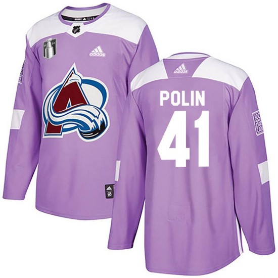 Adidas Jason Polin Colorado Avalanche Men's Authentic Fights Cancer Practice 2022 Stanley Cup Final Patch Jersey - Purple