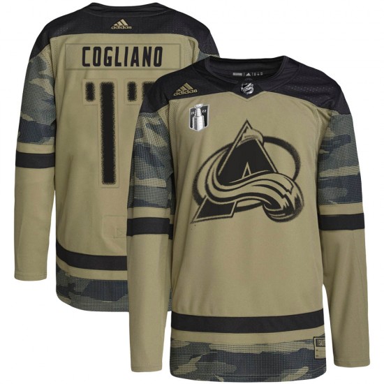 Adidas Andrew Cogliano Colorado Avalanche Men's Authentic Military Appreciation Practice 2022 Stanley Cup Final Patch Jersey - C