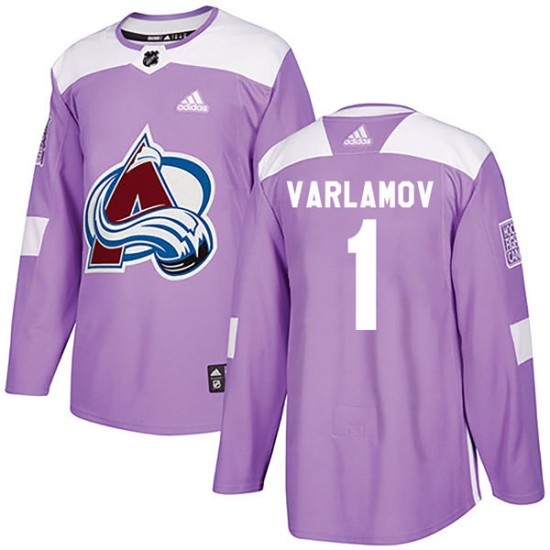 Adidas Semyon Varlamov Colorado Avalanche Youth Authentic Fights Cancer Practice Jersey - Purple