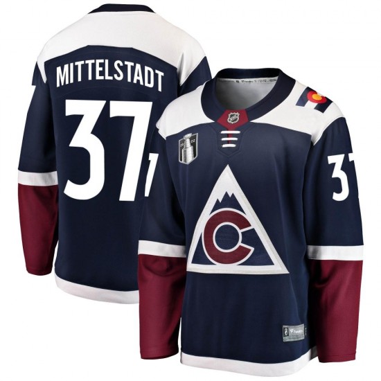 Fanatics Branded Casey Mittelstadt Colorado Avalanche Youth Breakaway Alternate 2022 Stanley Cup Final Patch Jersey - Navy
