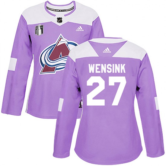 Adidas John Wensink Colorado Avalanche Women's Authentic Fights Cancer Practice 2022 Stanley Cup Final Patch Jersey - Purple