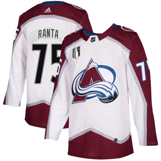 Adidas Sampo Ranta Colorado Avalanche Men's Authentic 2020/21 Away 2022 Stanley Cup Final Patch Jersey - White