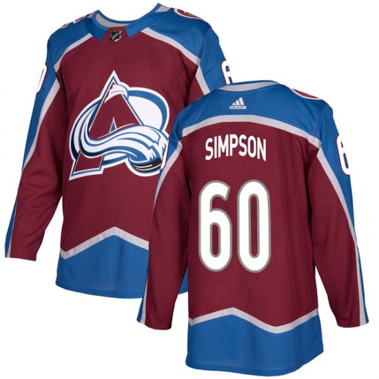 Adidas Youth Kent Simpson Colorado Avalanche Youth Authentic Burgundy Home Jersey