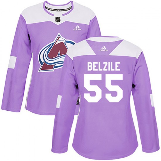 Adidas Alex Belzile Colorado Avalanche Women's Authentic Fights Cancer Practice Jersey - Purple