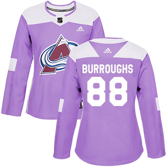 Adidas Kyle Burroughs Colorado Avalanche Women's Authentic Fights Cancer Practice Jersey - Purple