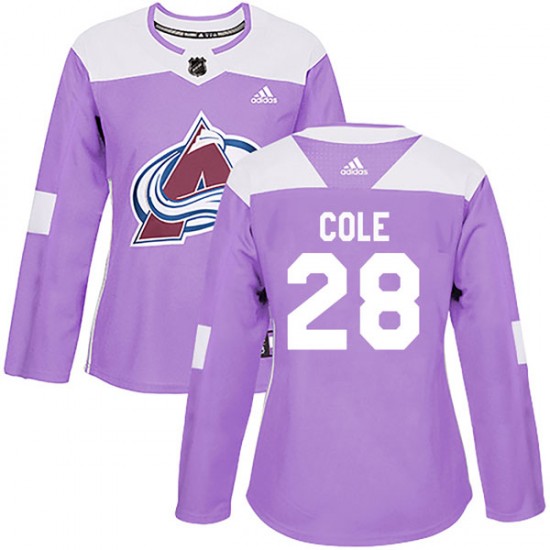 Adidas Ian Cole Colorado Avalanche Women's Authentic Fights Cancer Practice Jersey - Purple
