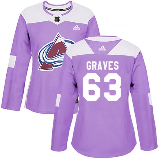 Adidas Ryan Graves Colorado Avalanche Women's Authentic Fights Cancer Practice Jersey - Purple