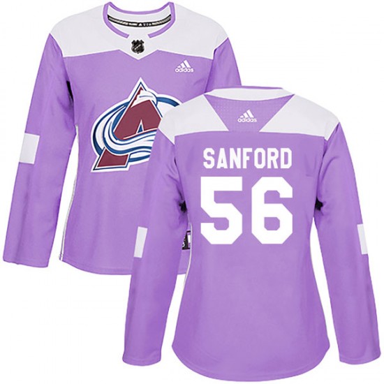 Adidas Cole Sanford Colorado Avalanche Women's Authentic Fights Cancer Practice Jersey - Purple