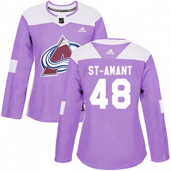 Adidas Shawn St-Amant Colorado Avalanche Women's Authentic Fights Cancer Practice Jersey - Purple