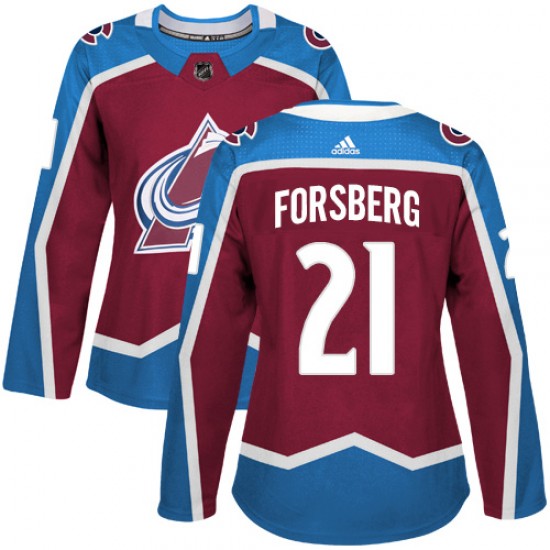 Adidas Peter Forsberg Colorado Avalanche Women's Authentic Burgundy Home Jersey - Red