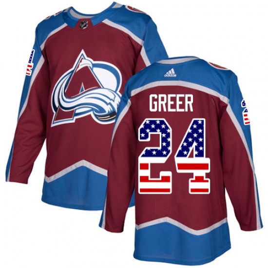 Adidas A.J. Greer Colorado Avalanche Men's Authentic Burgundy USA Flag Fashion Jersey - Red