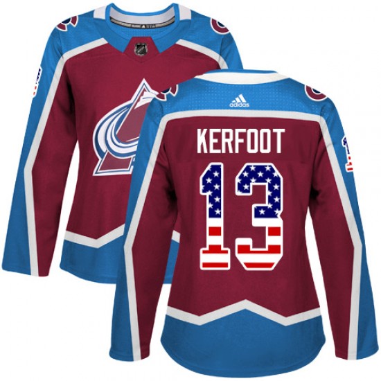 Adidas Alexander Kerfoot Colorado Avalanche Women's Authentic Burgundy USA Flag Fashion Jersey - Red