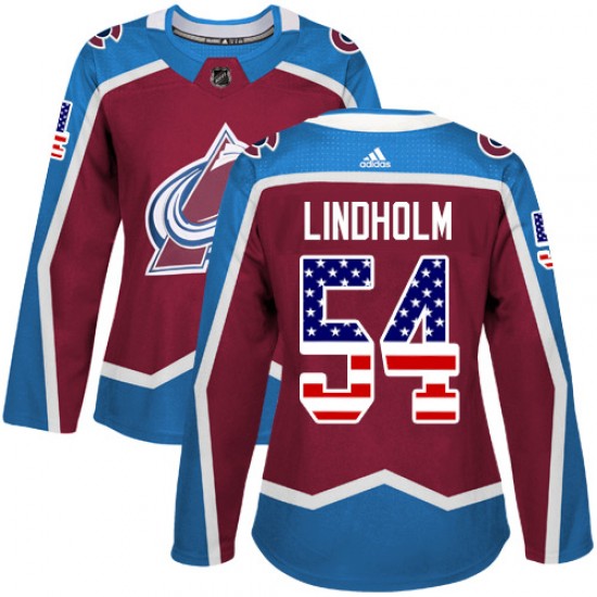 Adidas Anton Lindholm Colorado Avalanche Women's Authentic Burgundy USA Flag Fashion Jersey - Red