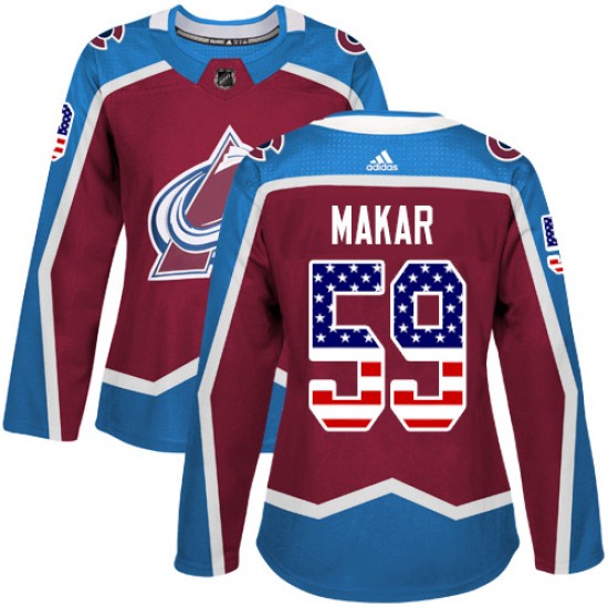 Adidas Cale Makar Colorado Avalanche Women's Authentic Burgundy USA Flag Fashion Jersey - Red