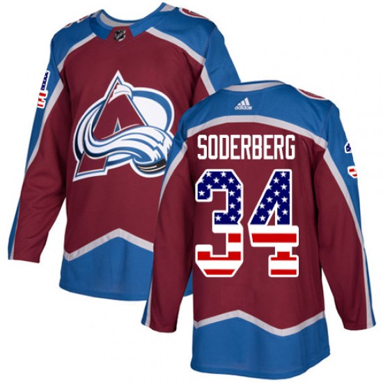 Adidas Carl Soderberg Colorado Avalanche Men's Authentic Burgundy USA Flag Fashion Jersey - Red