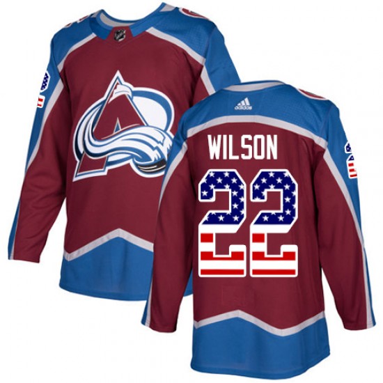 Adidas Colin Wilson Colorado Avalanche Men's Authentic Burgundy USA Flag Fashion Jersey - Red