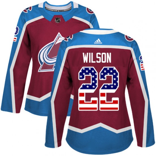 Adidas Colin Wilson Colorado Avalanche Women's Authentic Burgundy USA Flag Fashion Jersey - Red