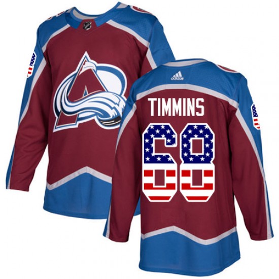 Adidas Conor Timmins Colorado Avalanche Men's Authentic Burgundy USA Flag Fashion Jersey - Red