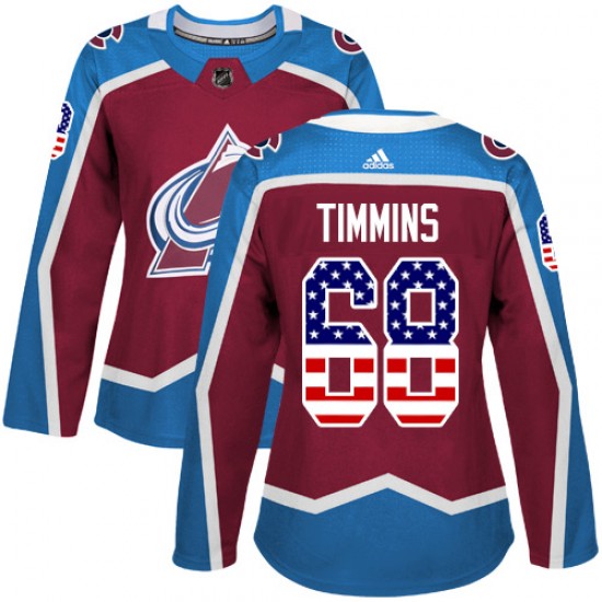 Adidas Conor Timmins Colorado Avalanche Women's Authentic Burgundy USA Flag Fashion Jersey - Red