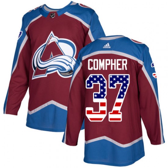 Adidas J.t. Compher Colorado Avalanche Men's Authentic J.T. Compher Burgundy USA Flag Fashion Jersey - Red