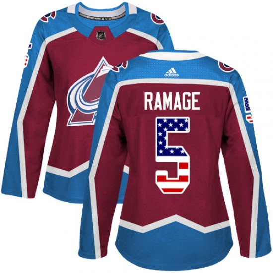 Adidas Rob Ramage Colorado Avalanche Women's Authentic Burgundy USA Flag Fashion Jersey - Red