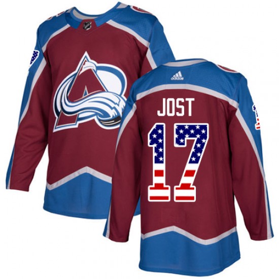Adidas Tyson Jost Colorado Avalanche Youth Authentic Burgundy USA Flag Fashion Jersey - Red