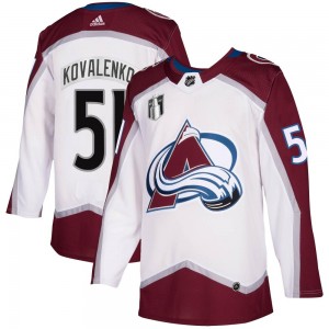 Adidas Nikolai Kovalenko Colorado Avalanche Youth Authentic 2020/21 Away 2022 Stanley Cup Final Patch Jersey - White
