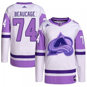 Adidas Alex Beaucage Colorado Avalanche Youth Authentic Hockey Fights Cancer Primegreen Jersey - White/Purple