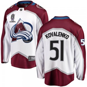 Fanatics Branded Nikolai Kovalenko Colorado Avalanche Youth Breakaway Away 2022 Stanley Cup Champions Jersey - White